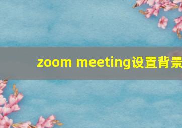 zoom meeting设置背景